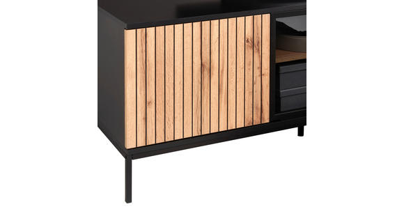 LOWBOARD  in 153,6/56/38 cm  - Eiche Wotan/Schwarz, KONVENTIONELL, Glas/Holzwerkstoff (153,6/56/38cm) - Xora