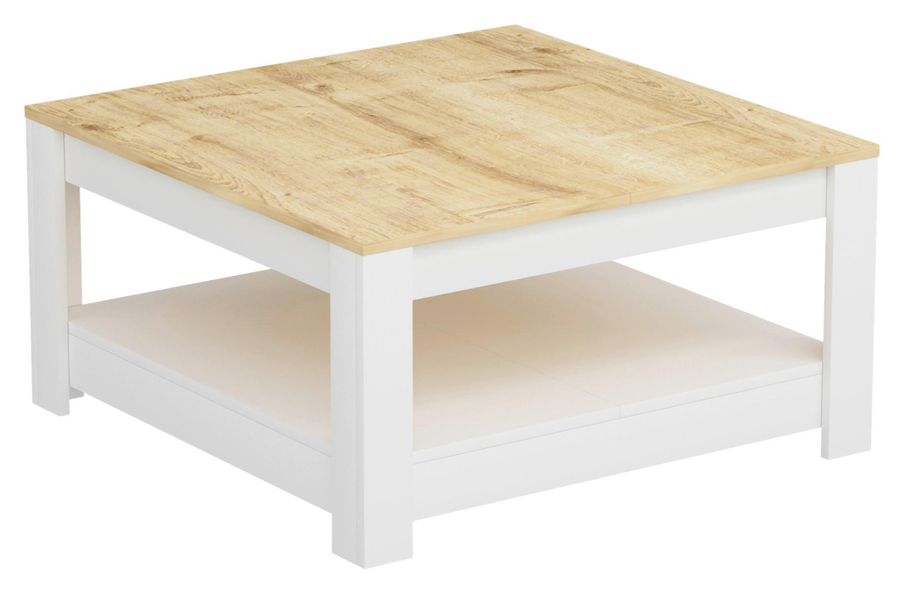 KONFERENČNÝ STOLÍK, biela, farba duba, kompozitné drevo, 89/89/45 cm - biela/farba duba, Design, kompozitné drevo (89/89/45cm) - Livetastic