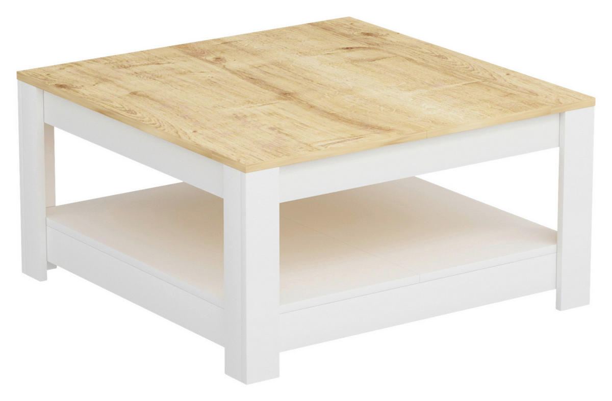COUCHTISCH in Holzwerkstoff 89/89/45 cm  - Weiss/Eichefarben, Design, Holzwerkstoff (89/89/45cm) - Livetastic