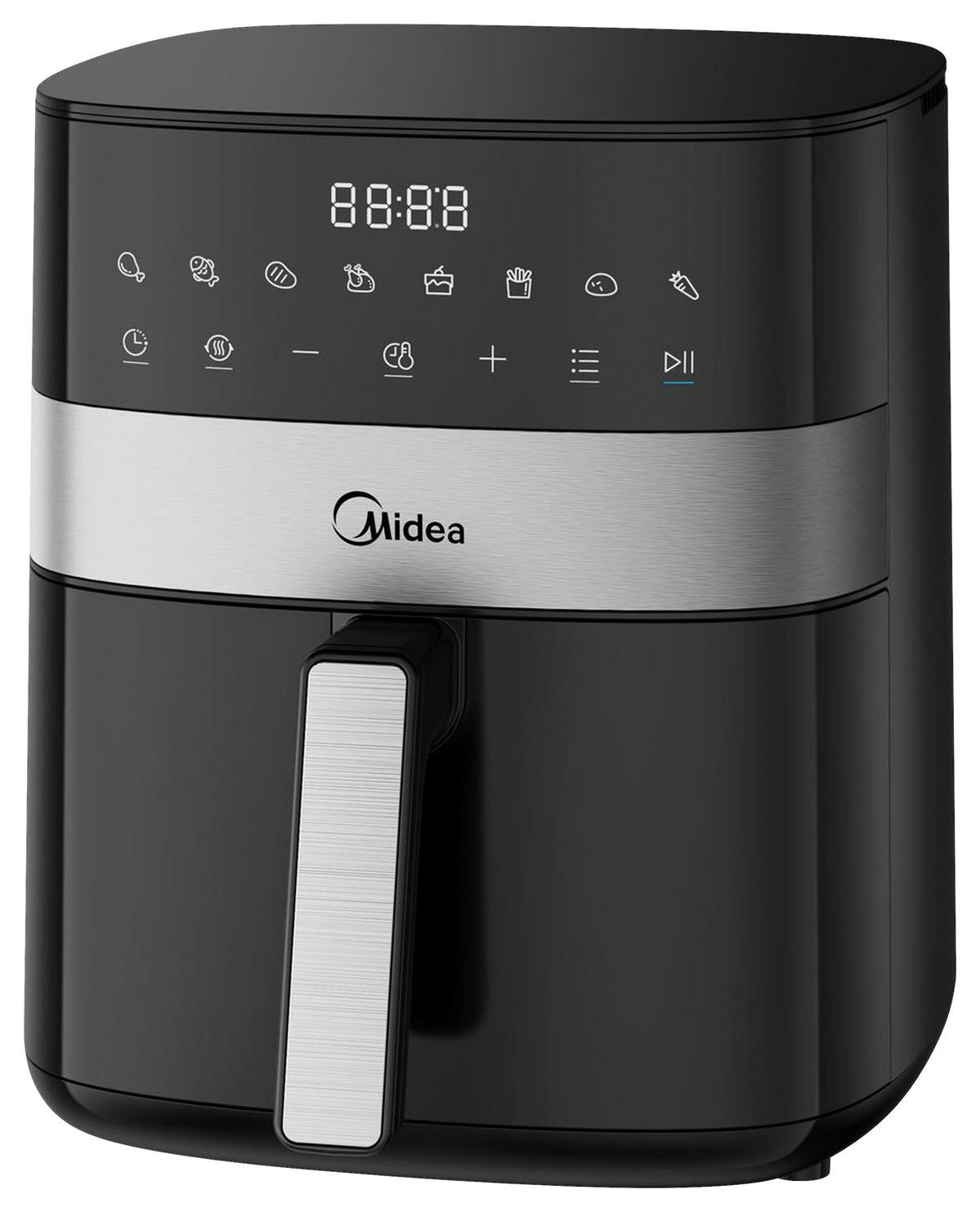 HEIßLUFTFRITTEUSE Airfryer MF-CN65E2 6.3 l  - Silberfarben/Schwarz, Basics, Kunststoff (38,7/30,0/27,1cm) - Midea