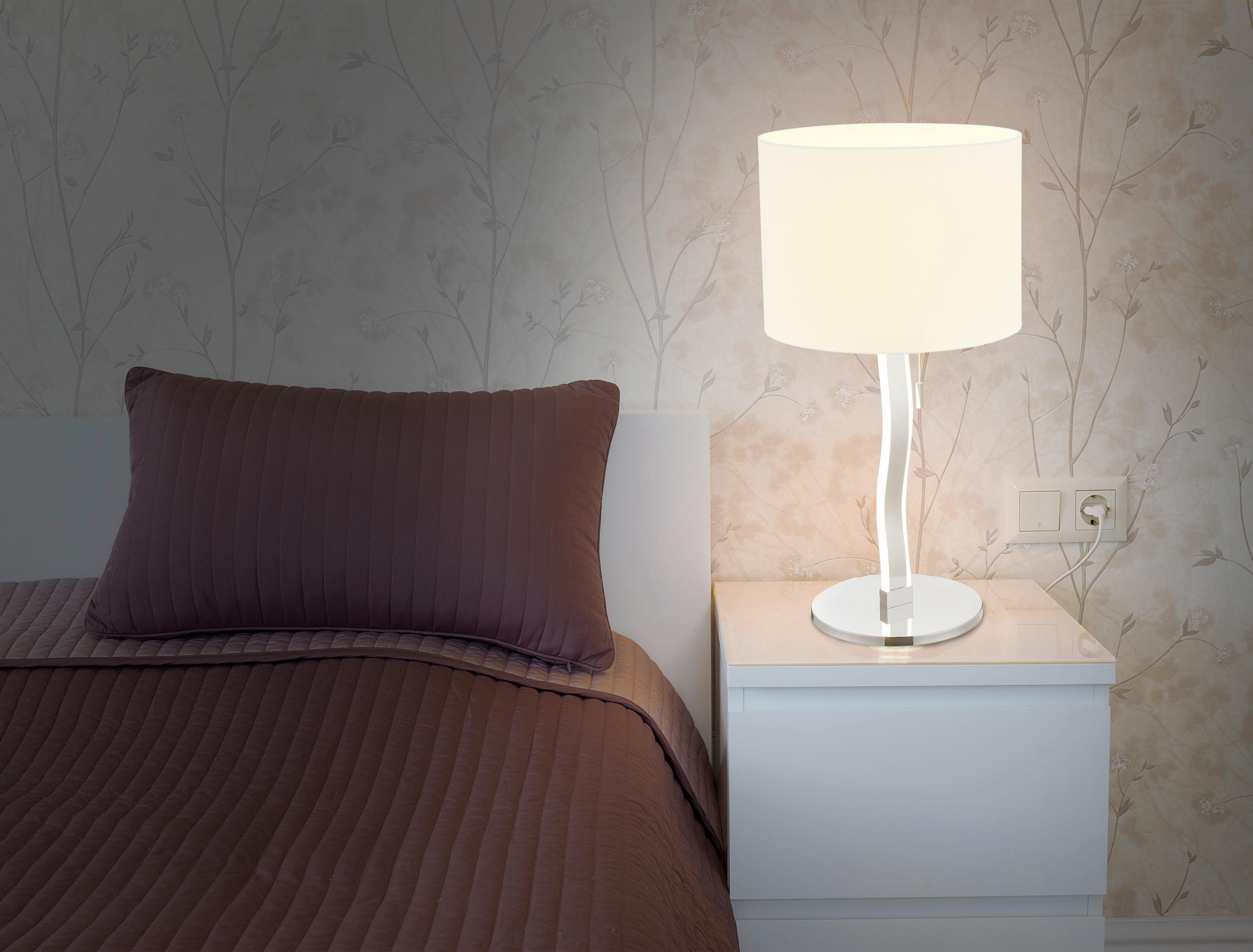 LED-TISCHLEUCHTE 35/68 cm   - Chromfarben/Weiß, Basics, Kunststoff/Metall (35/68cm) - Näve