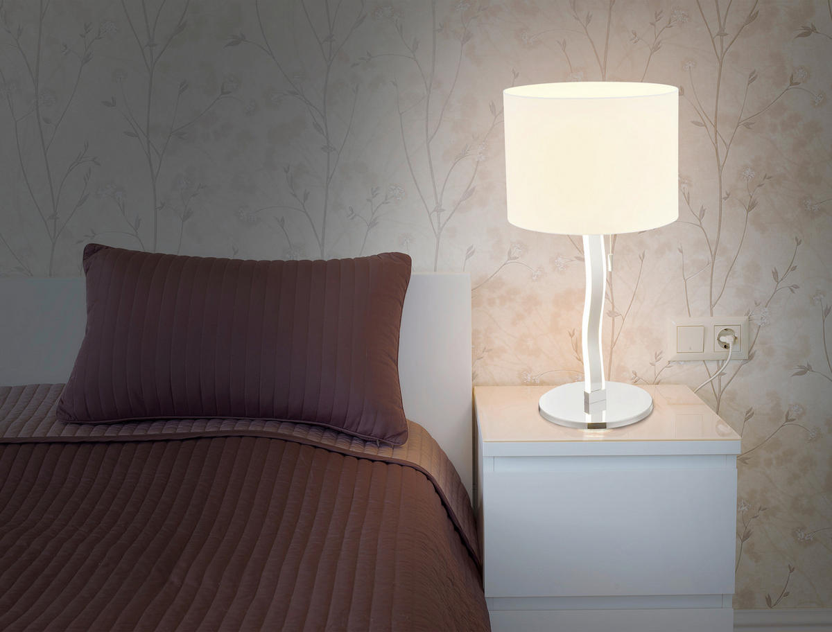 LED-TISCHLEUCHTE 35/68 cm   - Chromfarben/Weiß, Basics, Kunststoff/Metall (35/68cm) - Näve