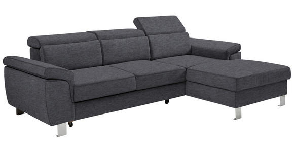 ECKSOFA in Webstoff Grau  - Silberfarben/Grau, Design, Textil/Metall (250/167cm) - Xora