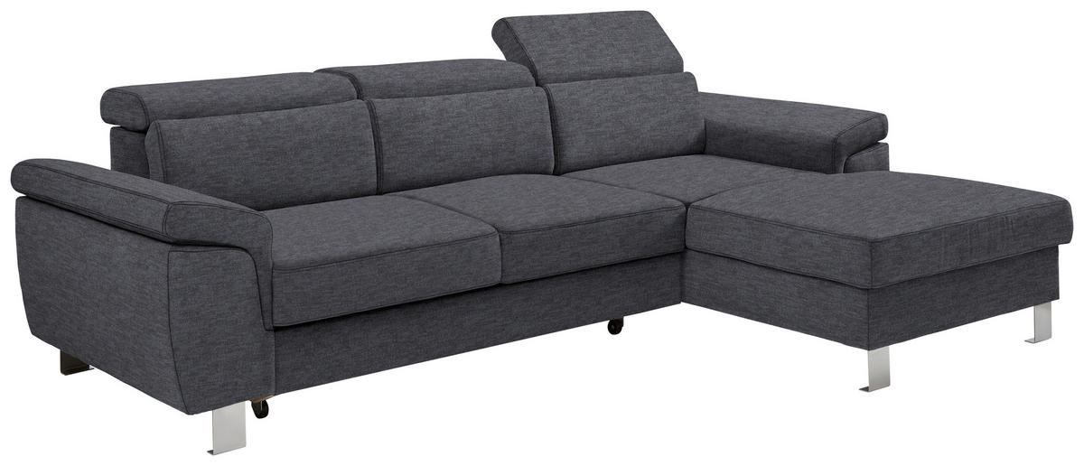 ECKSOFA in Webstoff Grau  - Silberfarben/Grau, Design, Textil/Metall (250/167cm) - Xora