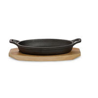 SERVIERPFANNE Emaille  - Schwarz/Braun, Basics, Holz/Metall (18/3/12cm) - Echtwerk