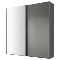 SCHWEBETÜRENSCHRANK  in Grau  - Chromfarben/Grau, Basics, Glas/Holzwerkstoff (167/222/68cm) - Moderano