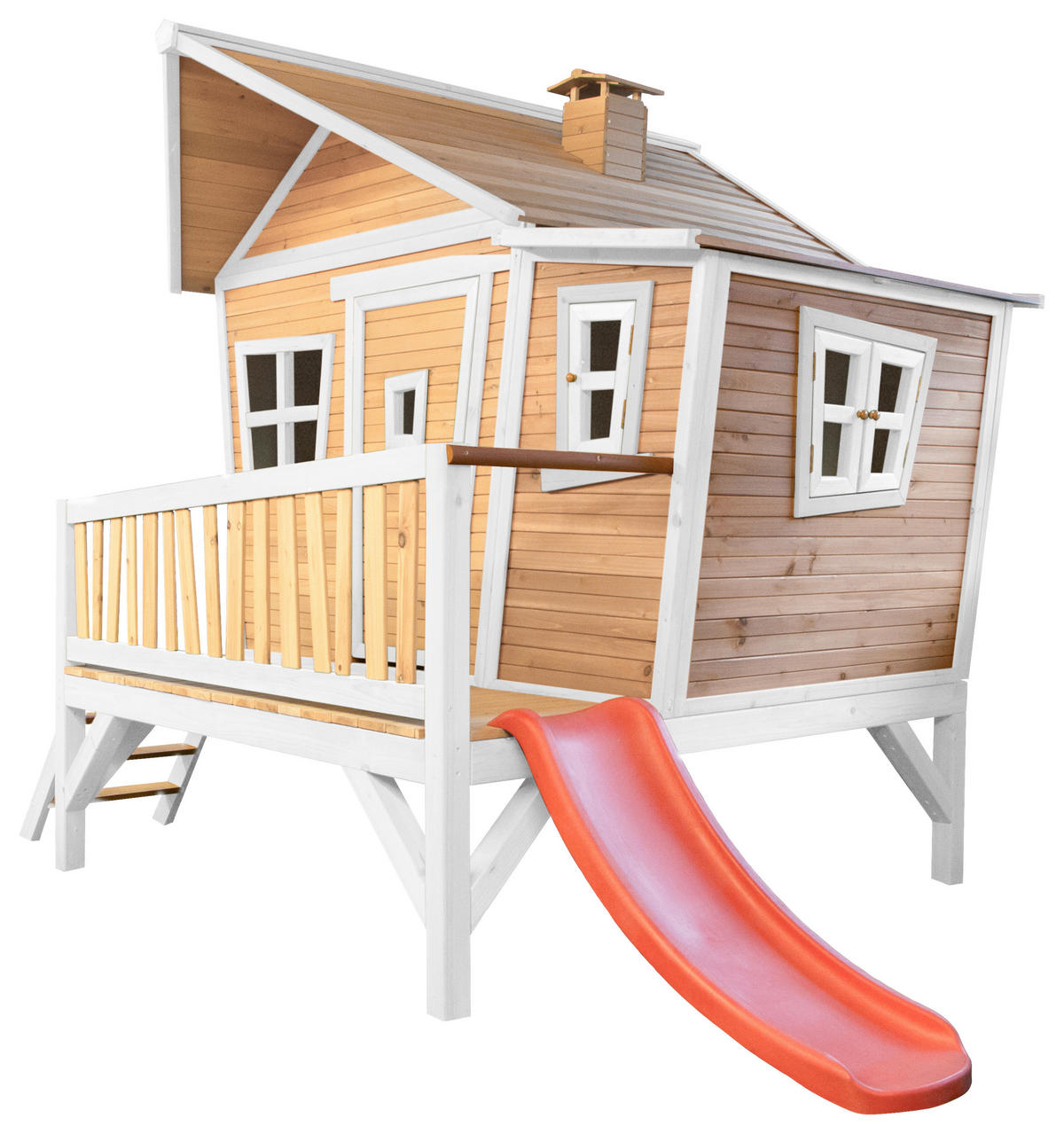 SPIELHAUS 123/12,8/152 cm  - Weiss/Rot, Konventionell, Holz/Kunststoff (123/12,8/152cm)