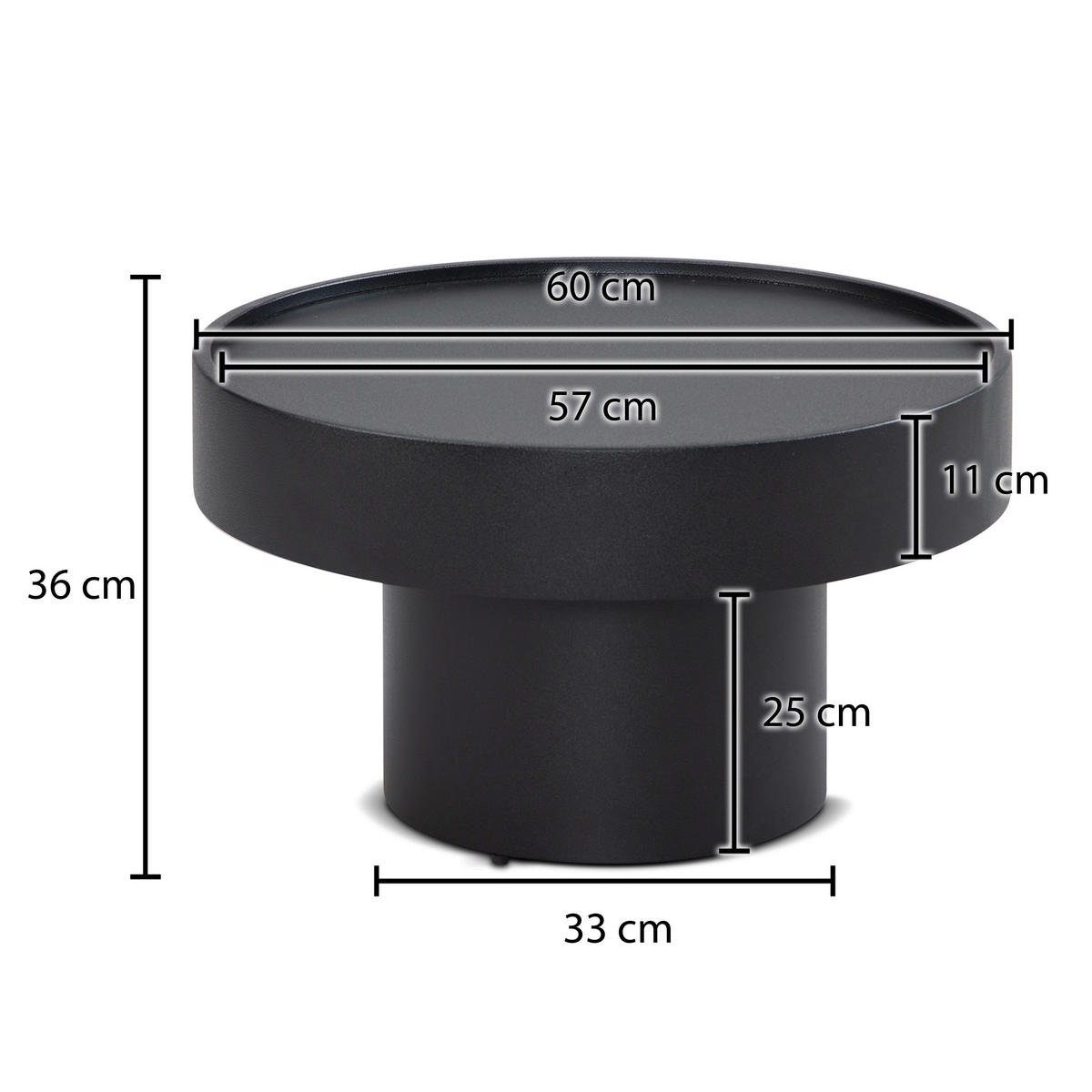 COUCHTISCH in Metall 60/60/36 cm  - Schwarz, Design, Metall (60/60/36cm) - MID.YOU