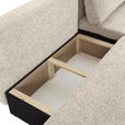 ECKSOFA Beige Flachgewebe Zierkissen, Rückenkissen, Bettkasten, Schlaffunktion, Rücken echt, Liegefläche im Originalstoff  - Beige/Schwarz, KONVENTIONELL, Kunststoff/Textil (260/145cm) - Carryhome