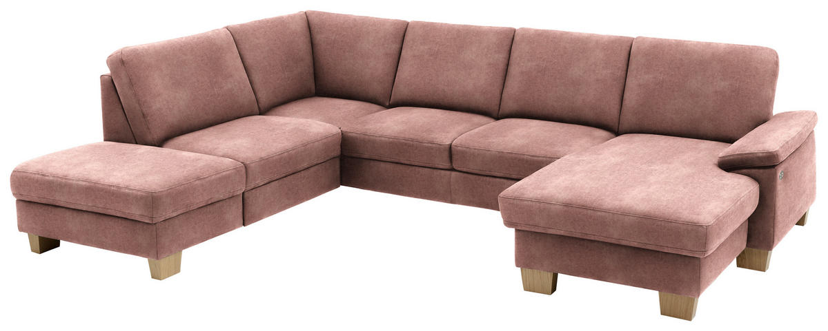 WOHNLANDSCHAFT in Velours Flieder  - Eichefarben/Flieder, Konventionell, Holz/Textil (235/316/167cm) - Beldomo System