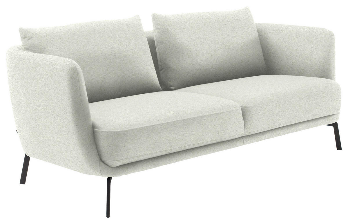 2,5-SITZER  in Flachgewebe Weiß  - Schwarz/Weiß, Design, Textil/Metall (190/71/91cm) - Schöner Wohnen