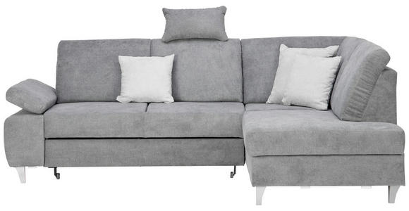 ECKSOFA in Flachgewebe Dunkelgrau  - Dunkelgrau/Silberfarben, KONVENTIONELL, Holz/Textil (255/186cm) - Cantus