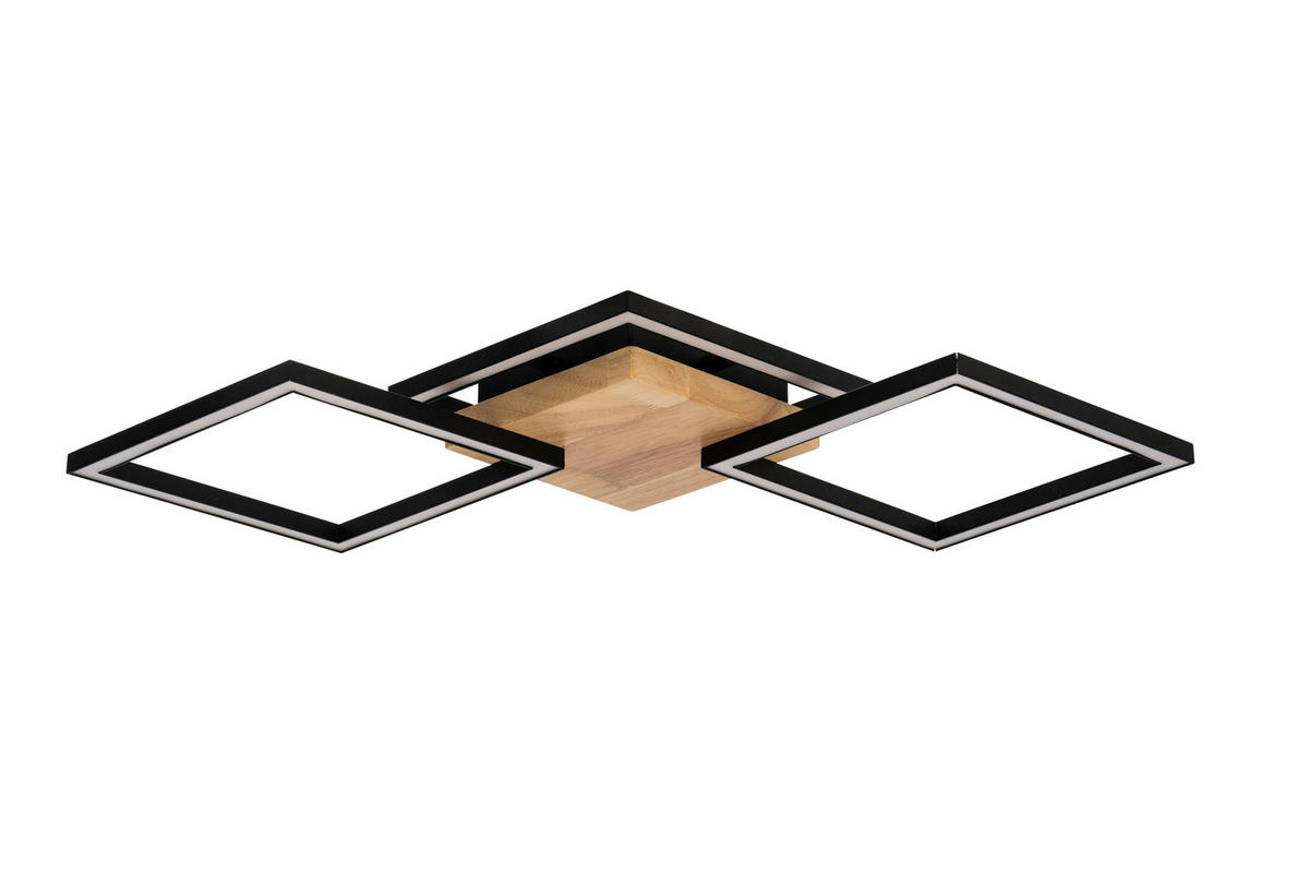 LED-DECKENLEUCHTE    63/27,5/5,7 cm  - Schwarz/Naturfarben, Basics, Holz/Kunststoff (63/27,5/5,7cm) - Novel