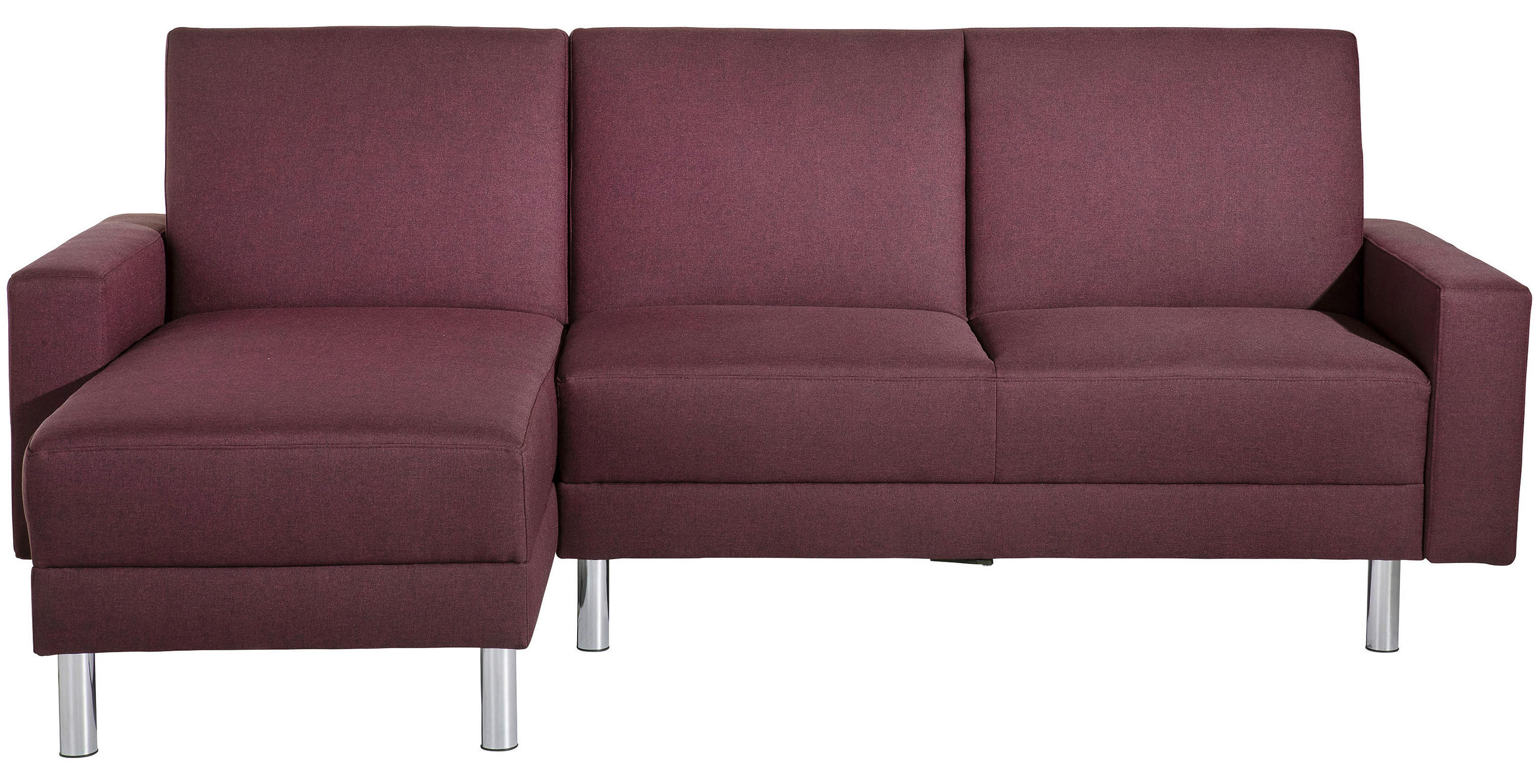ECKSCHLAFSOFA inkl. Hocker in Dunkelrot Textil   - Chromfarben/Dunkelrot, Konventionell, Textil/Metall (152/230cm) - Max Winzer