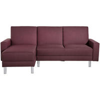 ECKSCHLAFSOFA inkl. Hocker in Dunkelrot Textil   - Chromfarben/Dunkelrot, Konventionell, Textil/Metall (152/230cm) - Max Winzer