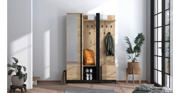 GARDEROBE  in 134,5/192,6/33,2 cm  - Schwarz/Eiche Artisan, Basics, Holzwerkstoff (134,5/192,6/33,2cm) - Carryhome