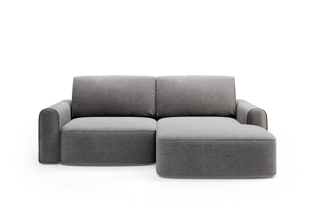 ECKSOFA PIEMONTE Graphitfarben Chenille Rückenkissen, Bettkasten, Schlaffunktion  - Graphitfarben/Schwarz, MODERN, Holz/Kunststoff (92/250cm) - Livetastic