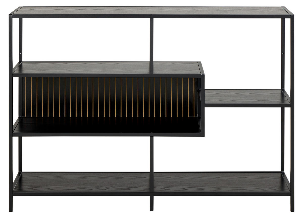 REGAL Schwarz, Eschefarben  - Eschefarben/Schwarz, MODERN, Holzwerkstoff/Metall (114/78/35cm)