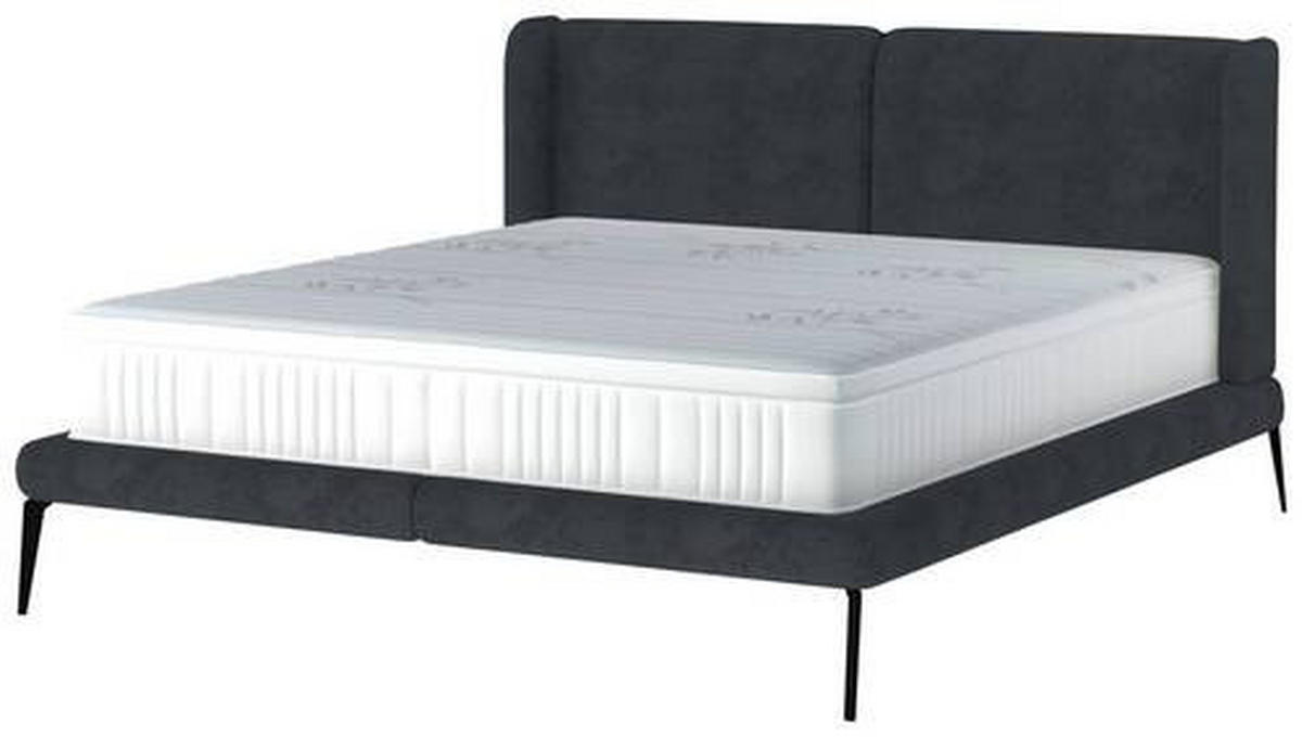 KÁRPITOZOTT ÁGY 180/200 cm  fekete  - fekete, Modern, textil/fém (180/200cm) - Livetastic