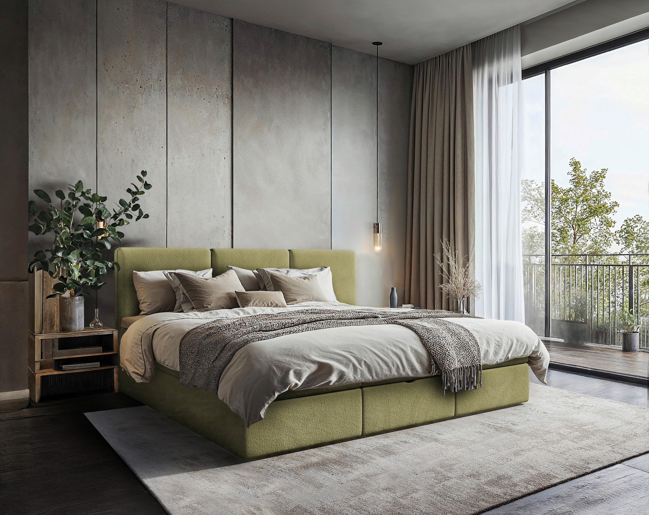 FAMILJESÄNG - grön/svart, Modern, trämaterial/trä (270/200cm) - MID.YOU