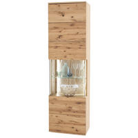 VITRINE Santori in furniert, teilmassiv Asteiche Eichefarben  - Eichefarben/Schwarz, Design, Glas/Holz (60/208/37cm) - Livetastic