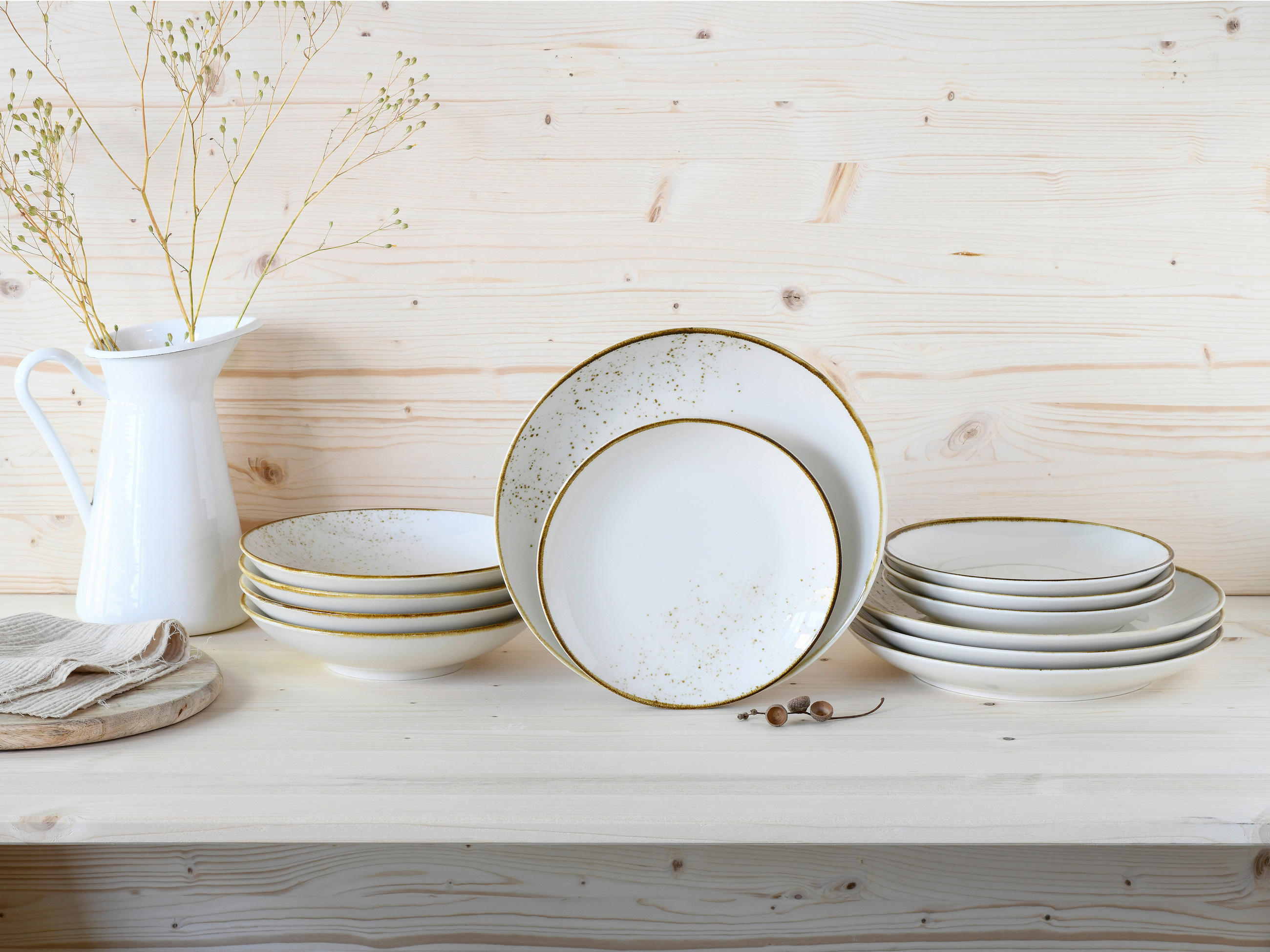 KOMPLETT SERVIS Nature Collection Natural Living 12 delar  - vit/cremefärgad, Basics, keramik - Creatable