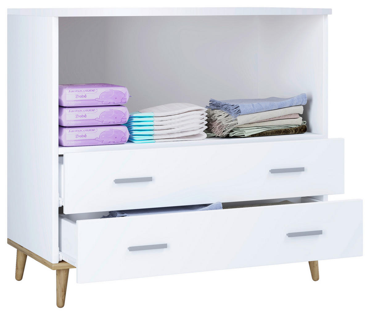 WICKELKOMMODE VCM LANDOS Weiß, Honigeiche  - Honigeiche/Weiß, MODERN, Holzwerkstoff/Kunststoff (60/93/49cm) - MID.YOU