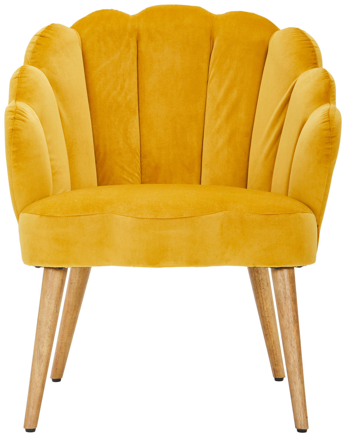 SESSEL Samt Gelb, Ecru    - Ecru/Gelb, Design, Holz/Textil (67/80/65cm) - MID.YOU