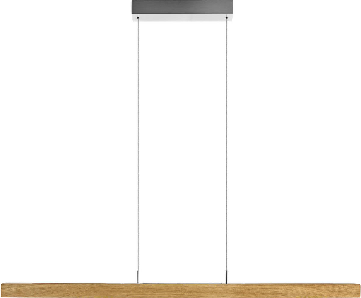 LED-PENDELLEUCHTE 121/6/105-160 cm    - Weiss/Silberfarben, Design, Holz/Kunststoff (121/6/105-160cm) - Herzblut