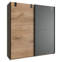 SCHWEBETÜRENSCHRANK in Graphitfarben, Eichefarben  - Eichefarben/Graphitfarben, Basics, Holzwerkstoff (180/198/64cm) - MID.YOU