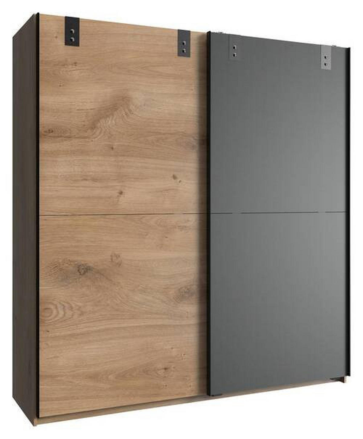 SCHWEBETÜRENSCHRANK in Graphitfarben, Eichefarben  - Eichefarben/Graphitfarben, Basics, Holzwerkstoff (180/198/64cm) - MID.YOU