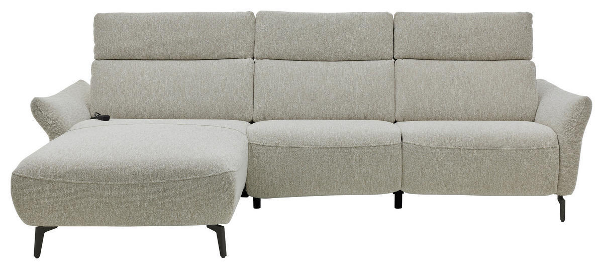 ECKSOFA Musterring Naturfarben Webstoff  - Schwarz/Naturfarben, Design, Textil/Metall (177/275cm) - Musterring