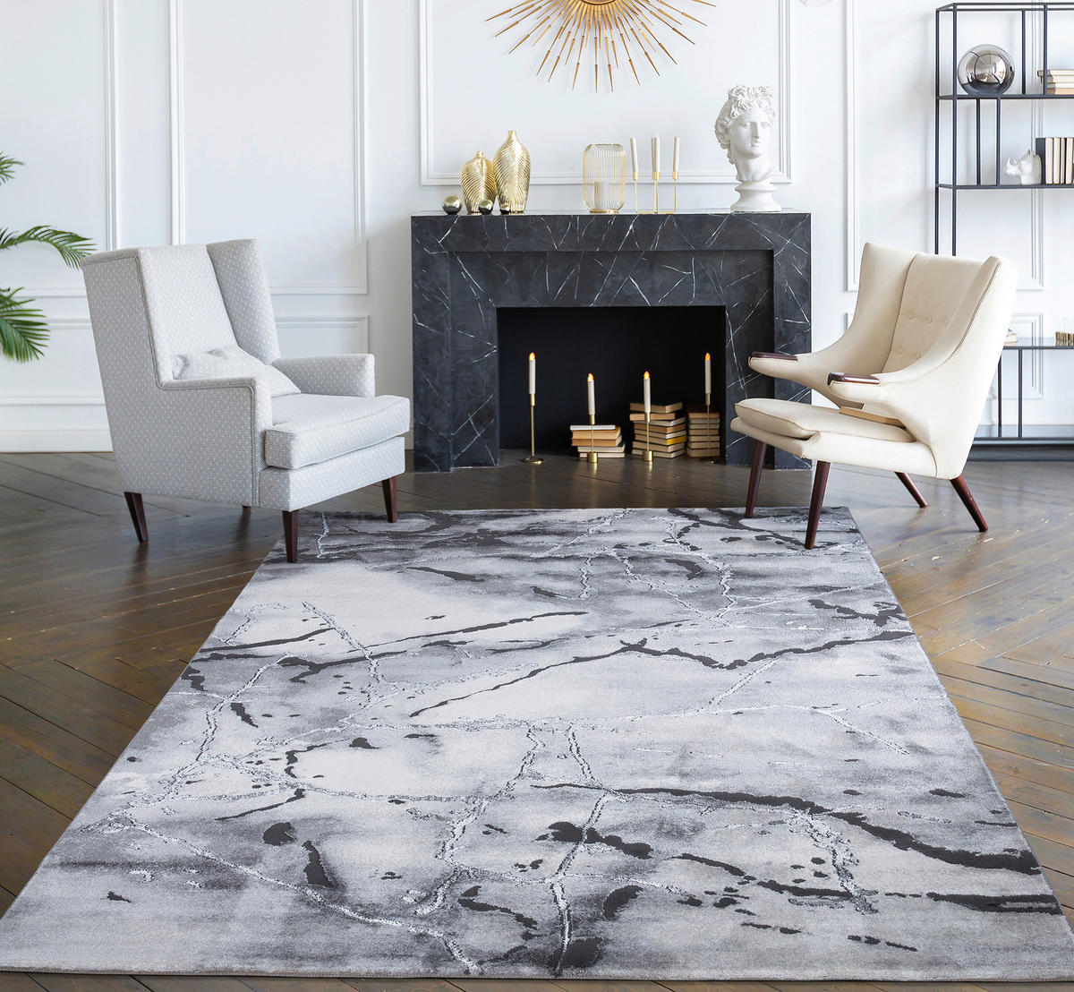 WEBTEPPICH 120/170 cm Saphira Silberfarben, Dunkelgrau  - Dunkelgrau/Silberfarben, Design, Textil (120/170cm) - Novel