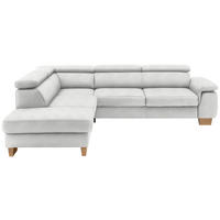 ECKSOFA in Mikrofaser Ecru  - Ecru/Eichefarben, Natur, Holz/Textil (226/273cm) - Beldomo System
