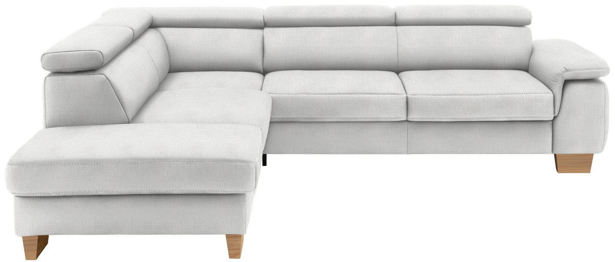 ECKSOFA in Mikrofaser Ecru  - Ecru/Eichefarben, Natur, Holz/Textil (226/273cm) - Beldomo System