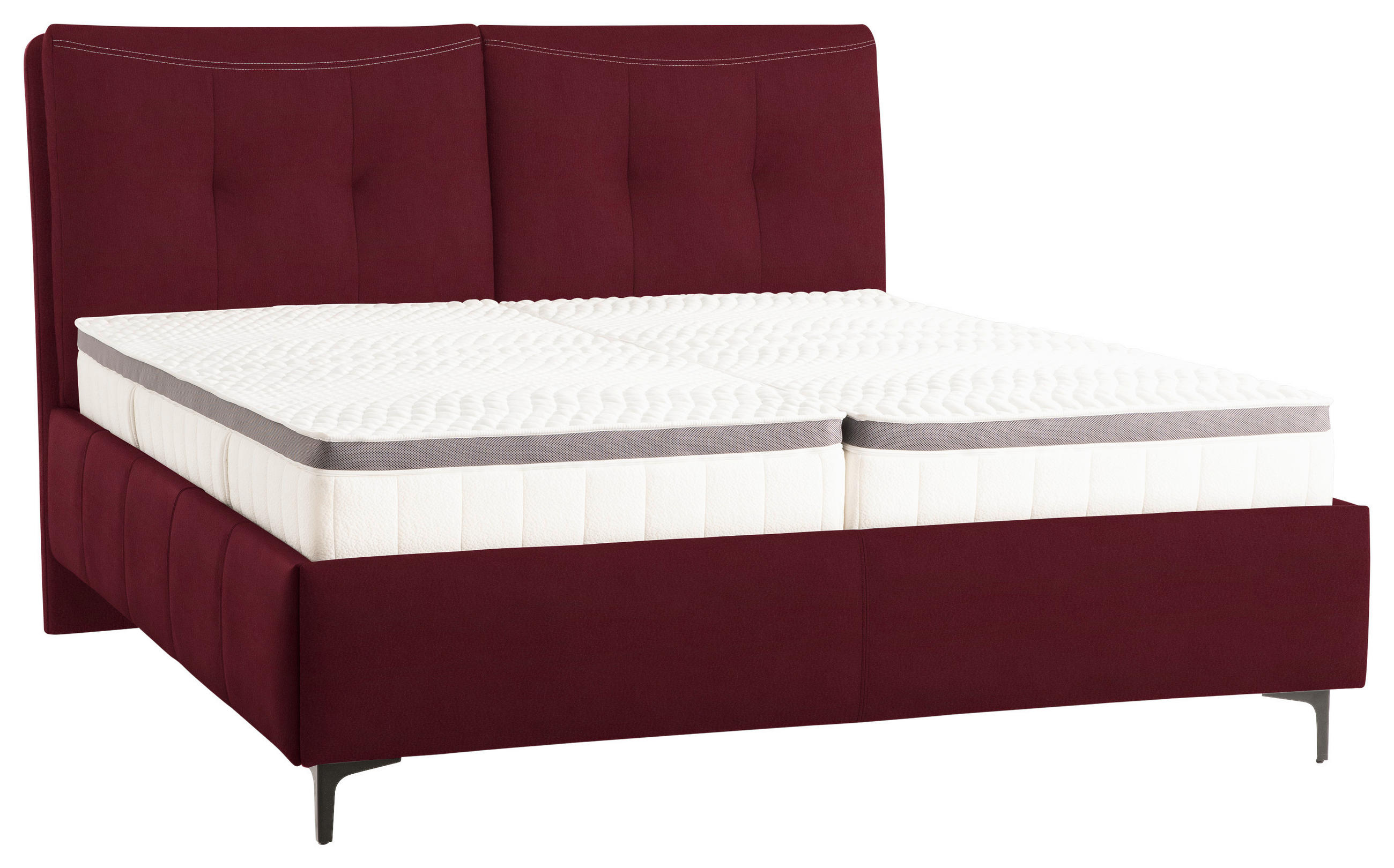 POLSTERBETT Matratze, Lattenrost, Topper Bordeaux 180/200 cm  - Bordeaux/Schwarz, KONVENTIONELL, Leder/Holz (180/200cm) - Novel