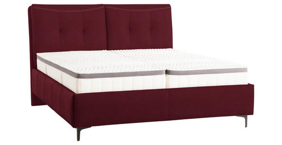 POLSTERBETT Matratze, Lattenrost, Topper Bordeaux 180/200 cm - Bordeaux/Schwarz, KONVENTIONELL, Leder/Holz (180/200cm) - Novel