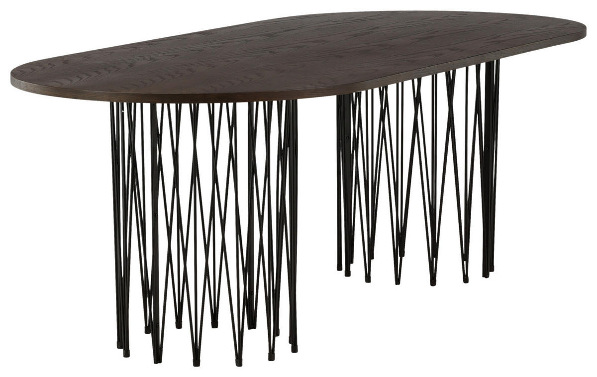 ESSTISCH furniert oval Schwarz, Dunkelbraun  - Dunkelbraun/Schwarz, Design, Holz/Metall (220/100/74cm) - Livetastic
