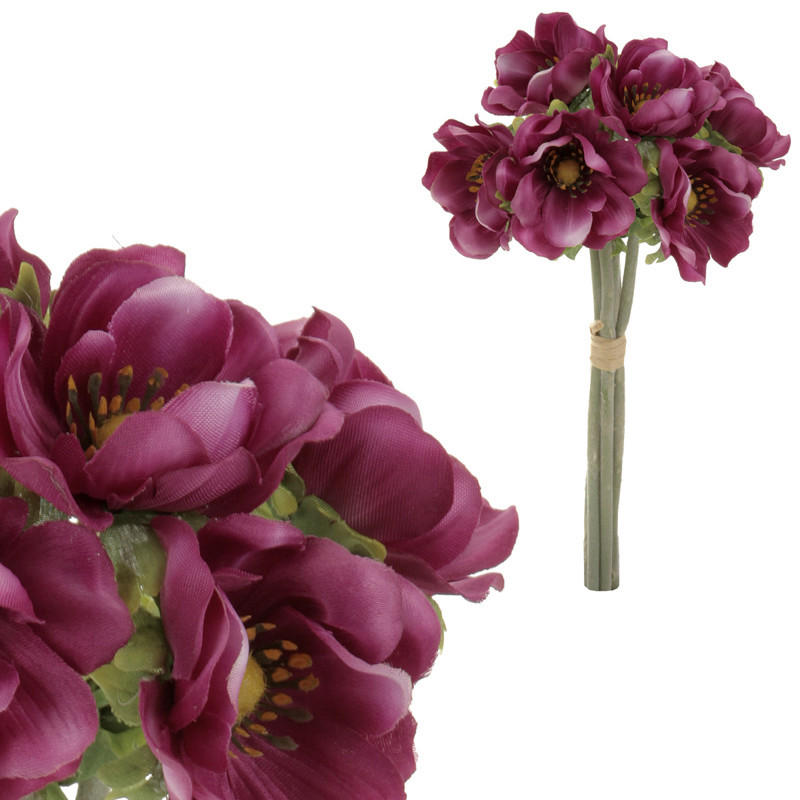 UMĚLÁ KVĚTINA 28 cm - bílá/hnědá, Romantický / Rustikální, textil (28cm)