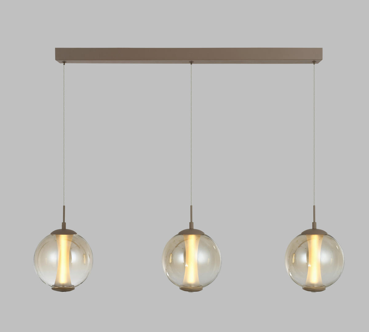 LED-HÄNGELEUCHTE Orleans 94/150/18 cm  - Sandfarben, Design, Glas/Metall (94/150/18cm)