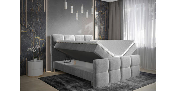 BOXBETT 180/200 cm in Hellgrau - Chromfarben/Hellgrau, Design, Holz/Holzwerkstoff (180/200cm) - Esposa