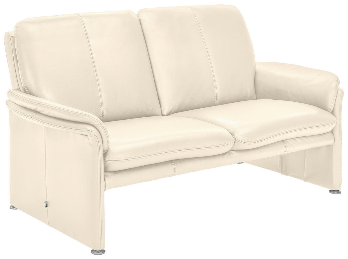 2,5-SITZER Beige Echtleder  - Chromfarben/Beige, KONVENTIONELL, Leder/Metall (186/90/86cm) - Celina Home
