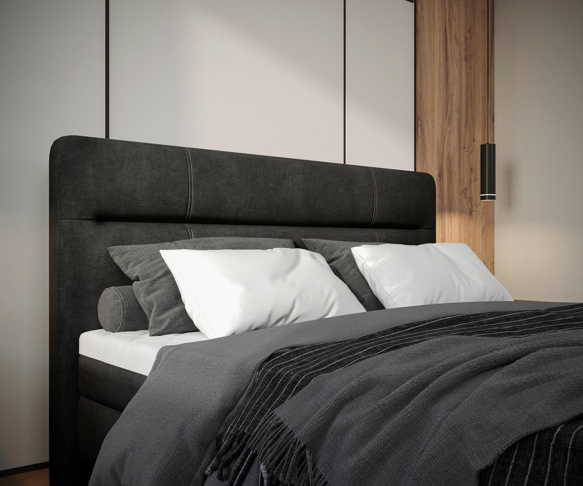 BOXBETT 160/200 cm  in Anthrazit  - Anthrazit, Modern, Holz/Holzwerkstoff (160/200cm) - MID.YOU