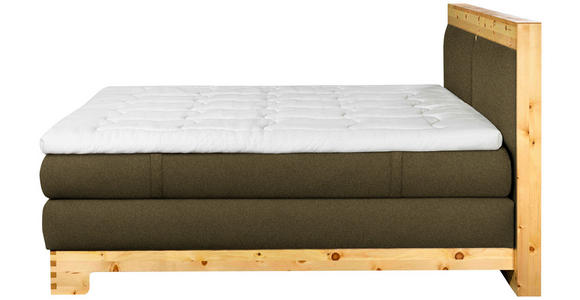 BOXSPRINGBETT 180/200 cm  in Dunkelgrün  - Dunkelgrün, Natur, Holz/Textil (180/200cm) - Linea Natura