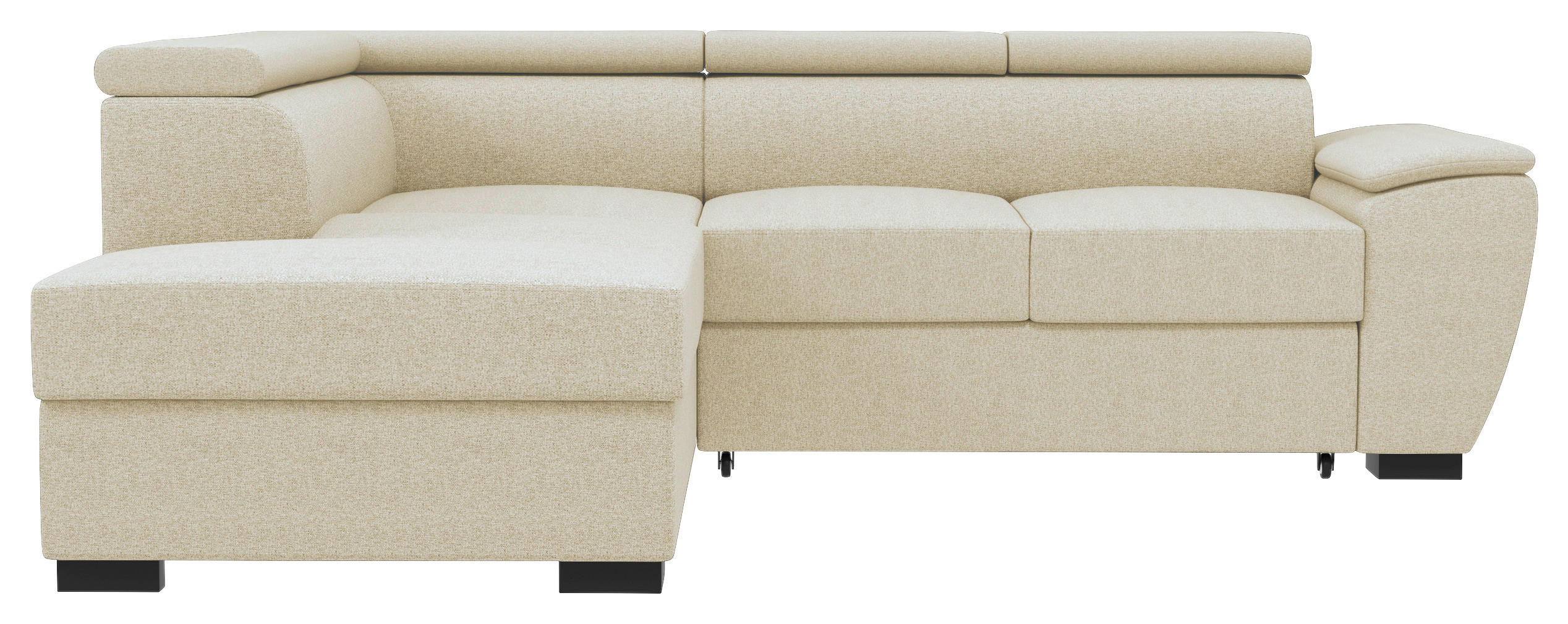 ECKSOFA Beige Flachgewebe  - Beige/Schwarz, KONVENTIONELL, Kunststoff/Textil (220/266cm) - Carryhome