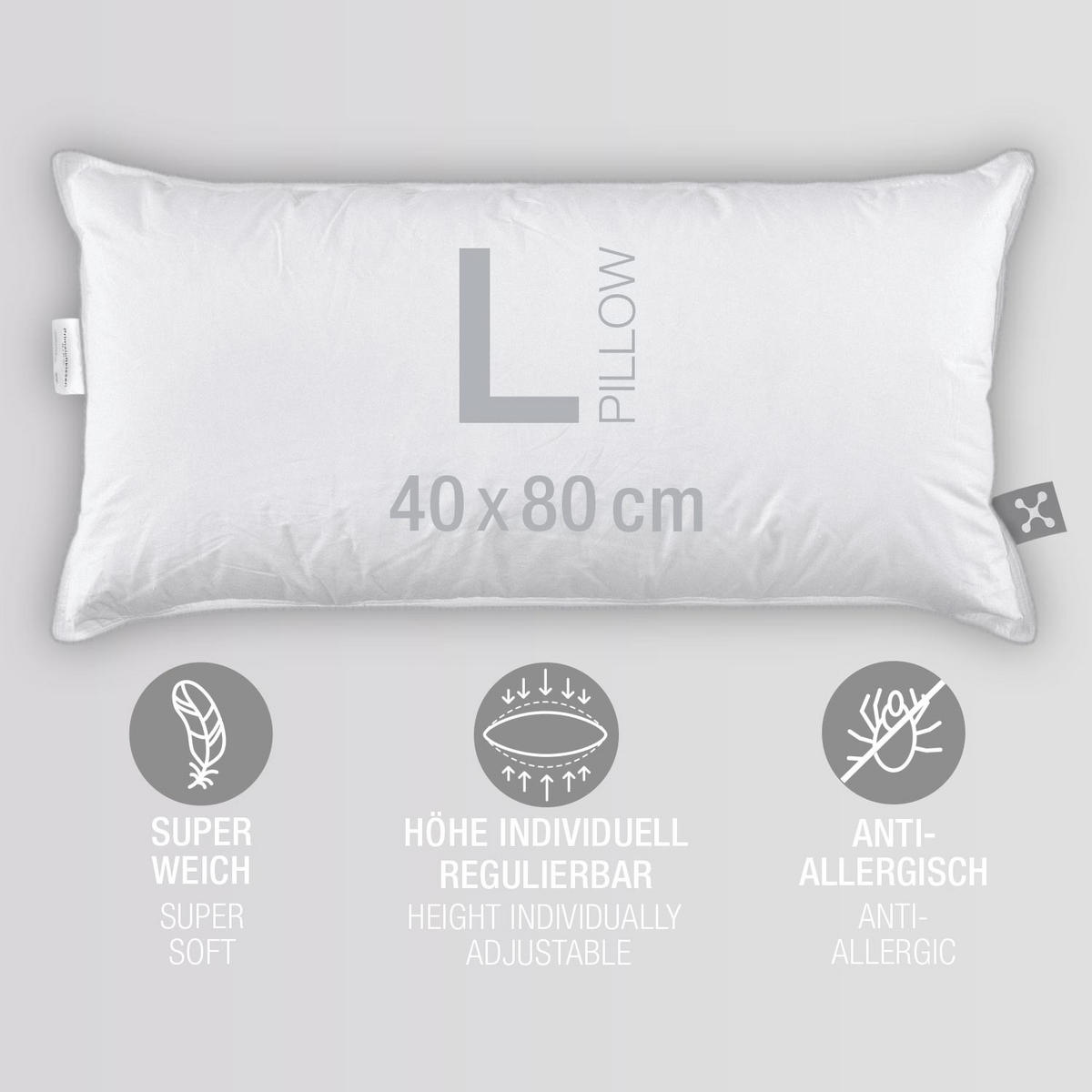 KOPFKISSEN  SOFT  40/80 cm       - Basics, Textil (40/80cm) - Smartsleep