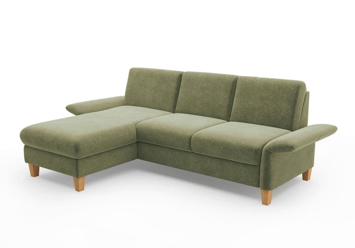 ECKSOFA ROCHELLE E Hellgrün Flachgewebe  - Eichefarben/Hellgrün, KONVENTIONELL, Holz/Textil (164/251cm) - Sit & More