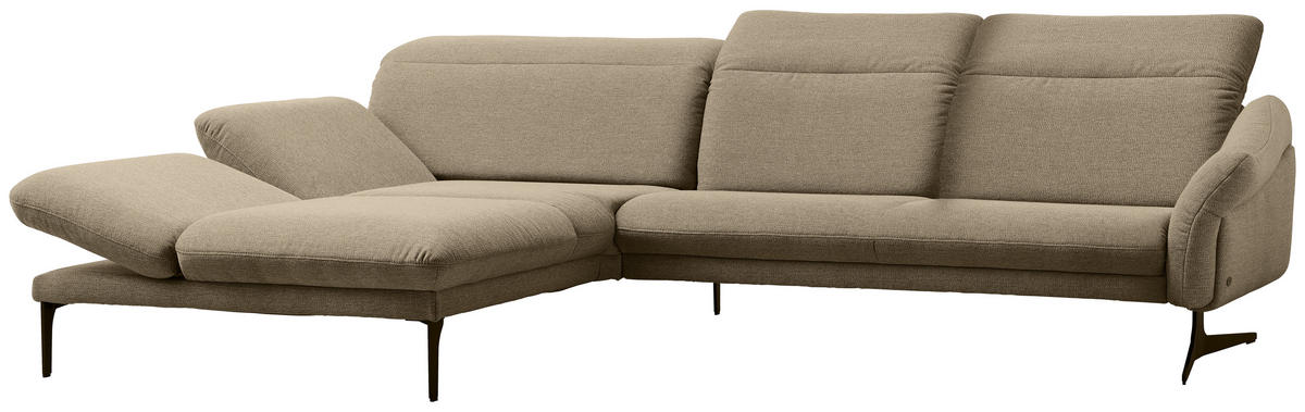ECKSOFA in Webstoff Hellbraun  - Hellbraun/Anthrazit, Design, Textil/Metall (203/299cm) - Himolla