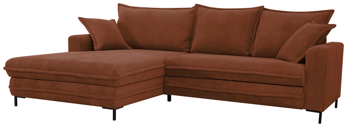 ECKSOFA  in Cord Rostfarben   - Rostfarben/Schwarz, Design, Textil/Metall (174/272cm) - MID.YOU