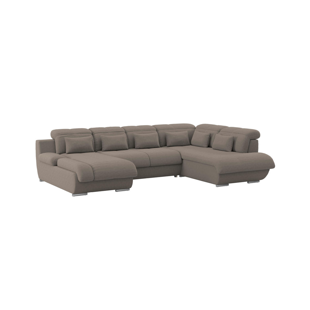 WOHNLANDSCHAFT MULTI Dunkelbraun Chenille  - Chromfarben/Dunkelbraun, MODERN, Textil/Metall (184/345/228cm) - Livetastic